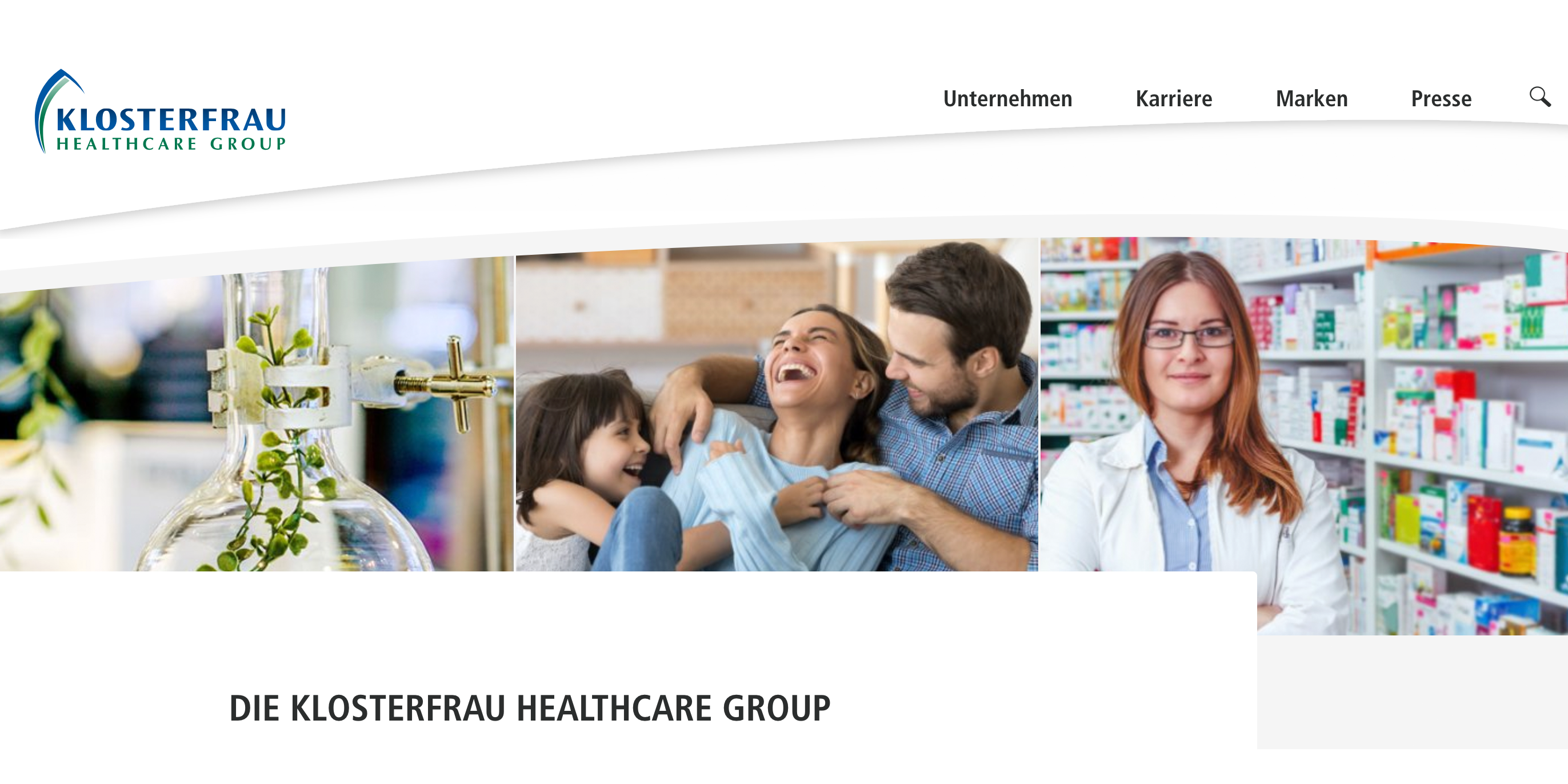 Das Foto ist ein Screenshot der Firmenwebsite von der Klosterfrau Healthcare Group.