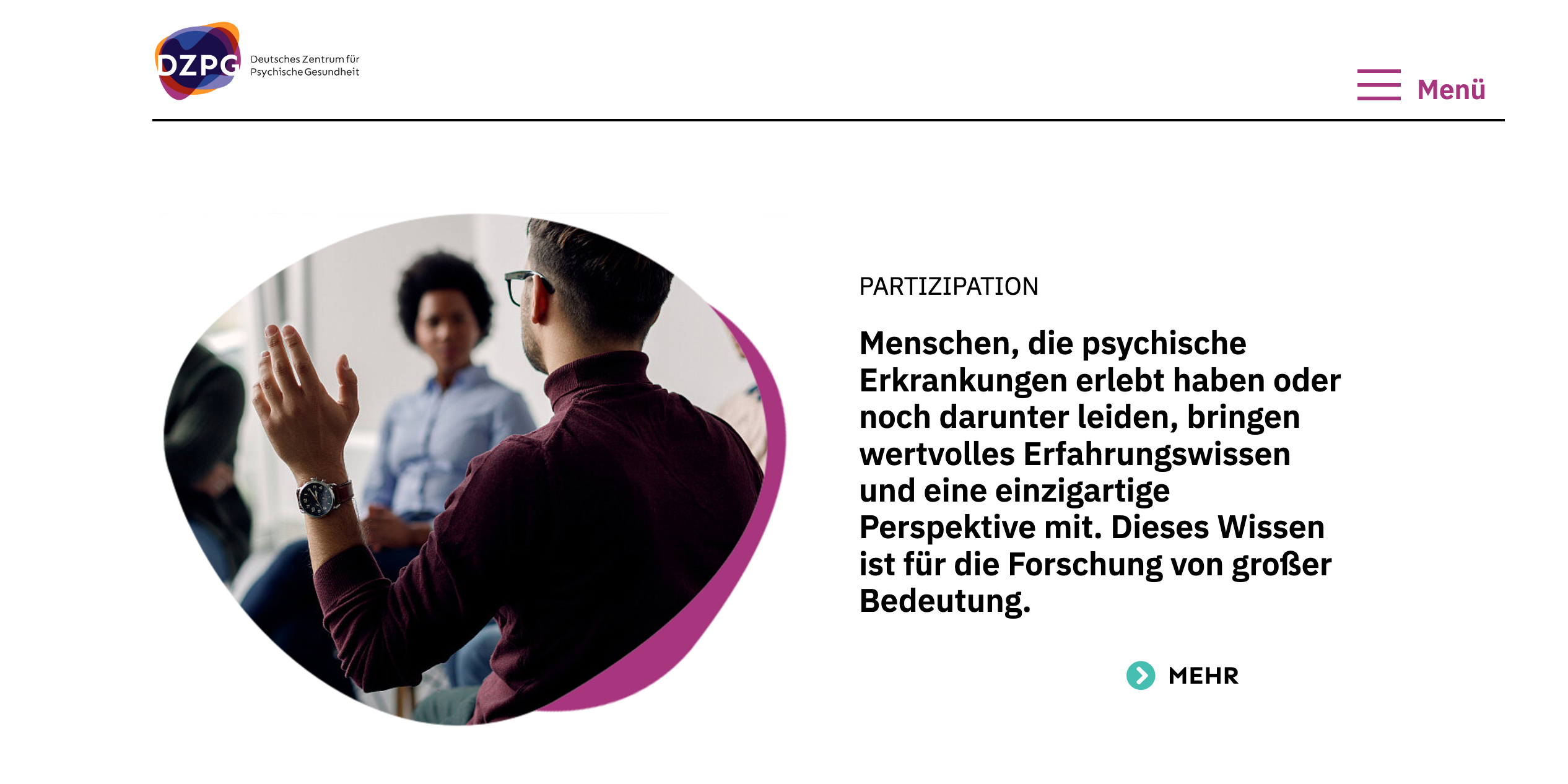 Das ist ein Screenshot der Website vom Deutschen Zentrum für Psychische Gesundheit (DZPG).