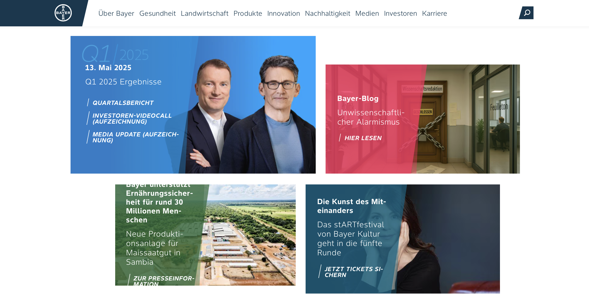Das Foto ist ein Screenshot der Website vom Bayer-Konzern.