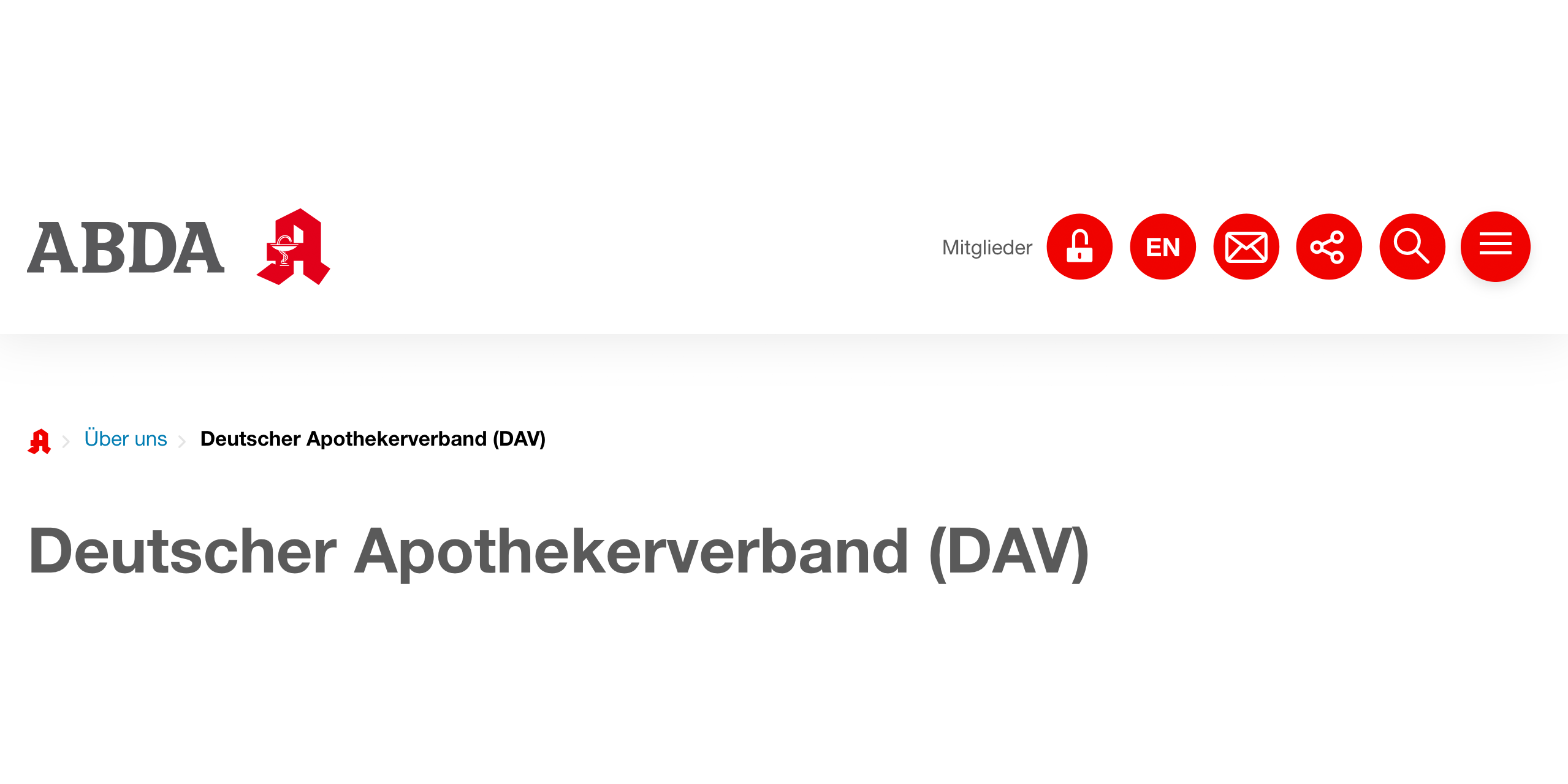 Der Screenshot zeigt die Website des Deutschen Apothekerverbands (DAV).