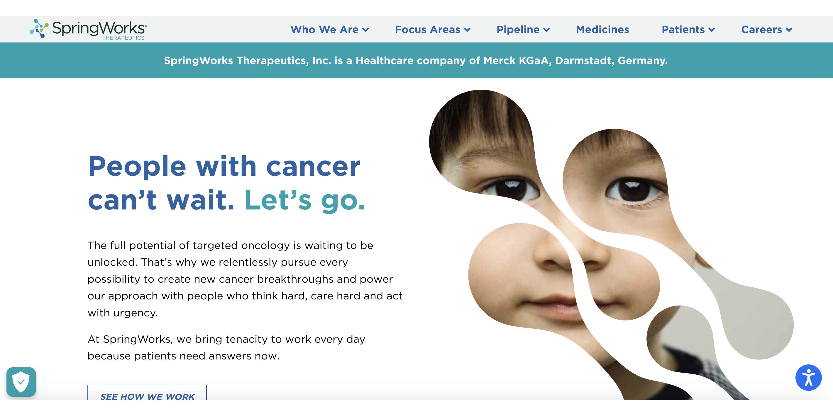 Das ist ein Screenshot der Website von SpringWorks Therapeutics.