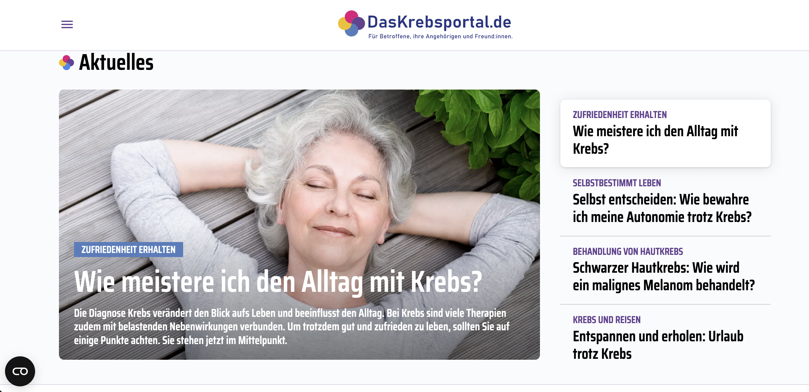 DasKrebsportal.de: Anlaufstelle bei Fragen