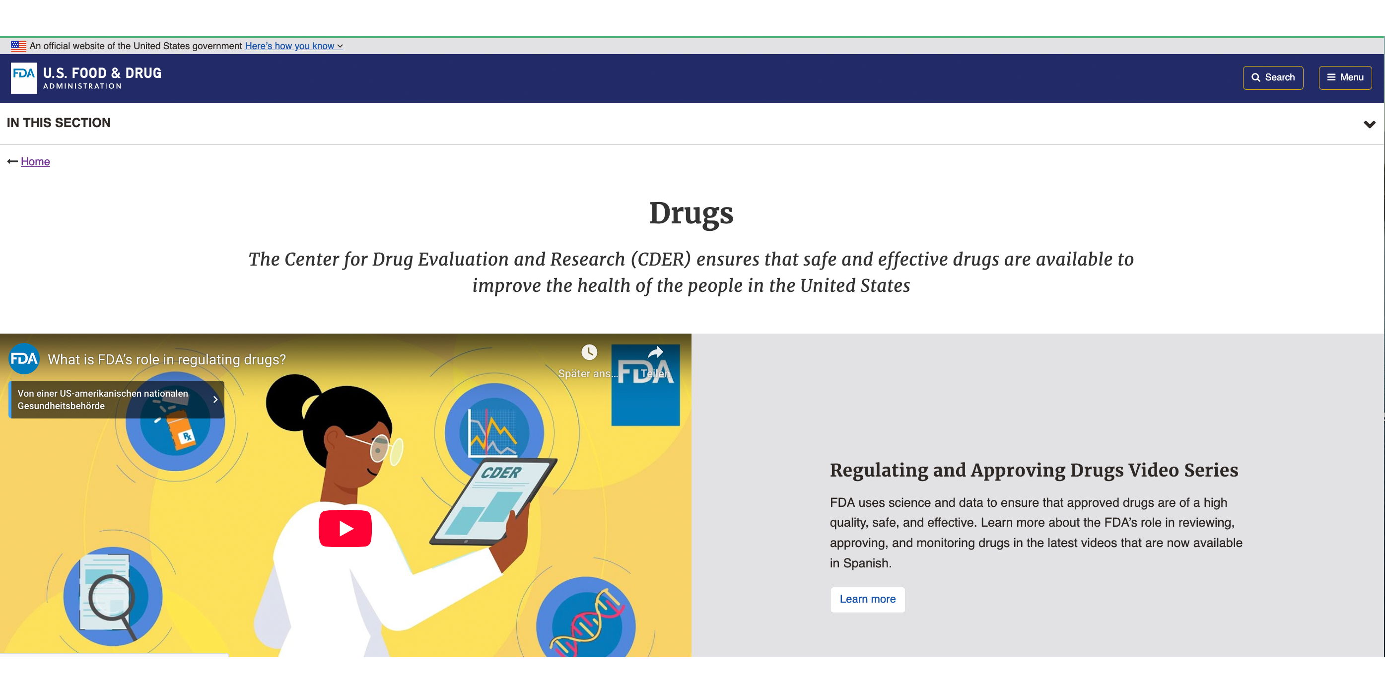 Das ist ein Screenshot der US-Arzneimittelbehörde FDA, die ihr erstes Pilotprojekt zur KI-gestützten wissenschaftlichen Begutachtung erfolgreich abgeschlossen hat.